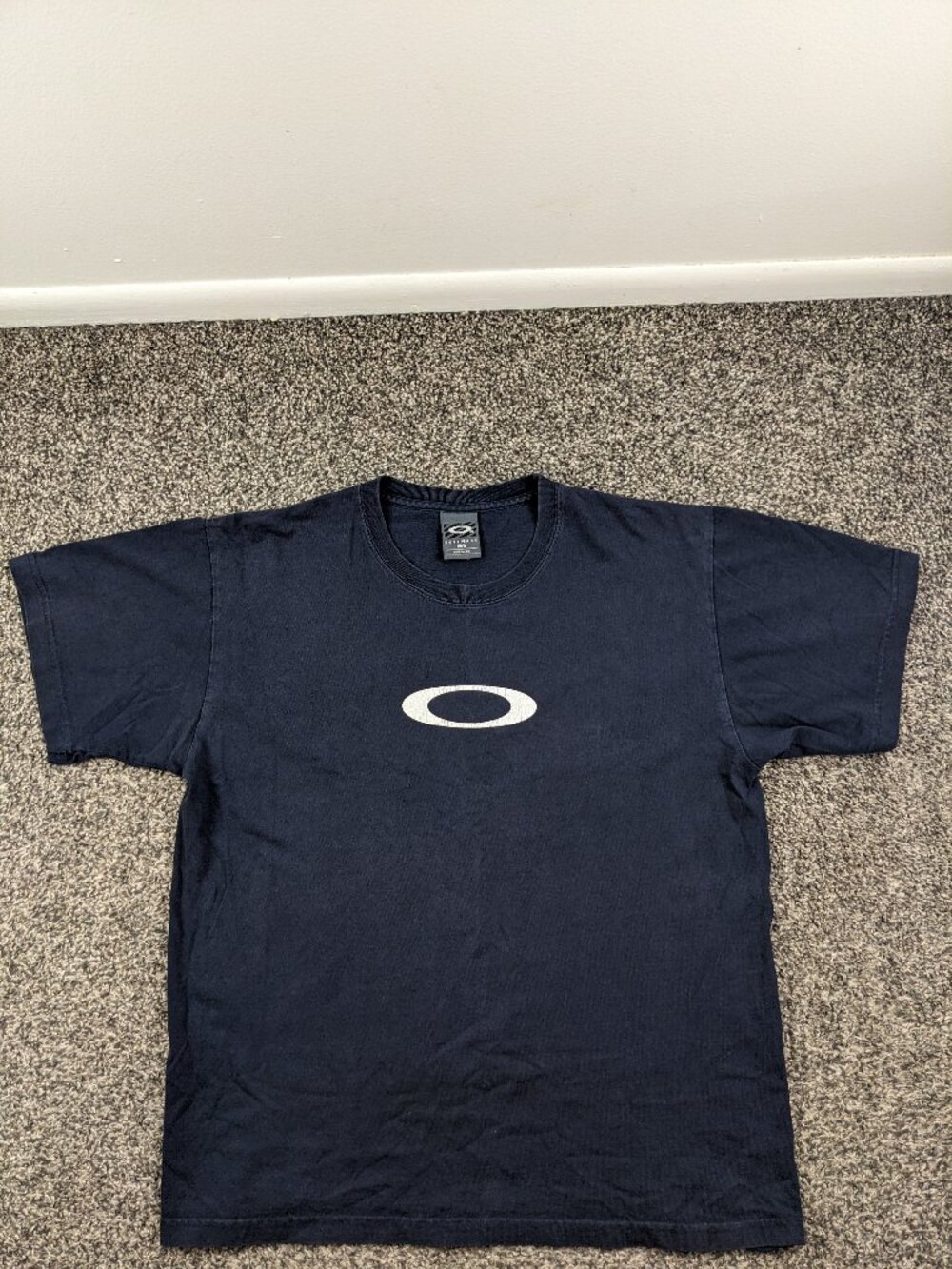 Vintage Oakley Shirt Mens Medium Navy Blue Software 90s Y2K Gorpcore Center Logo